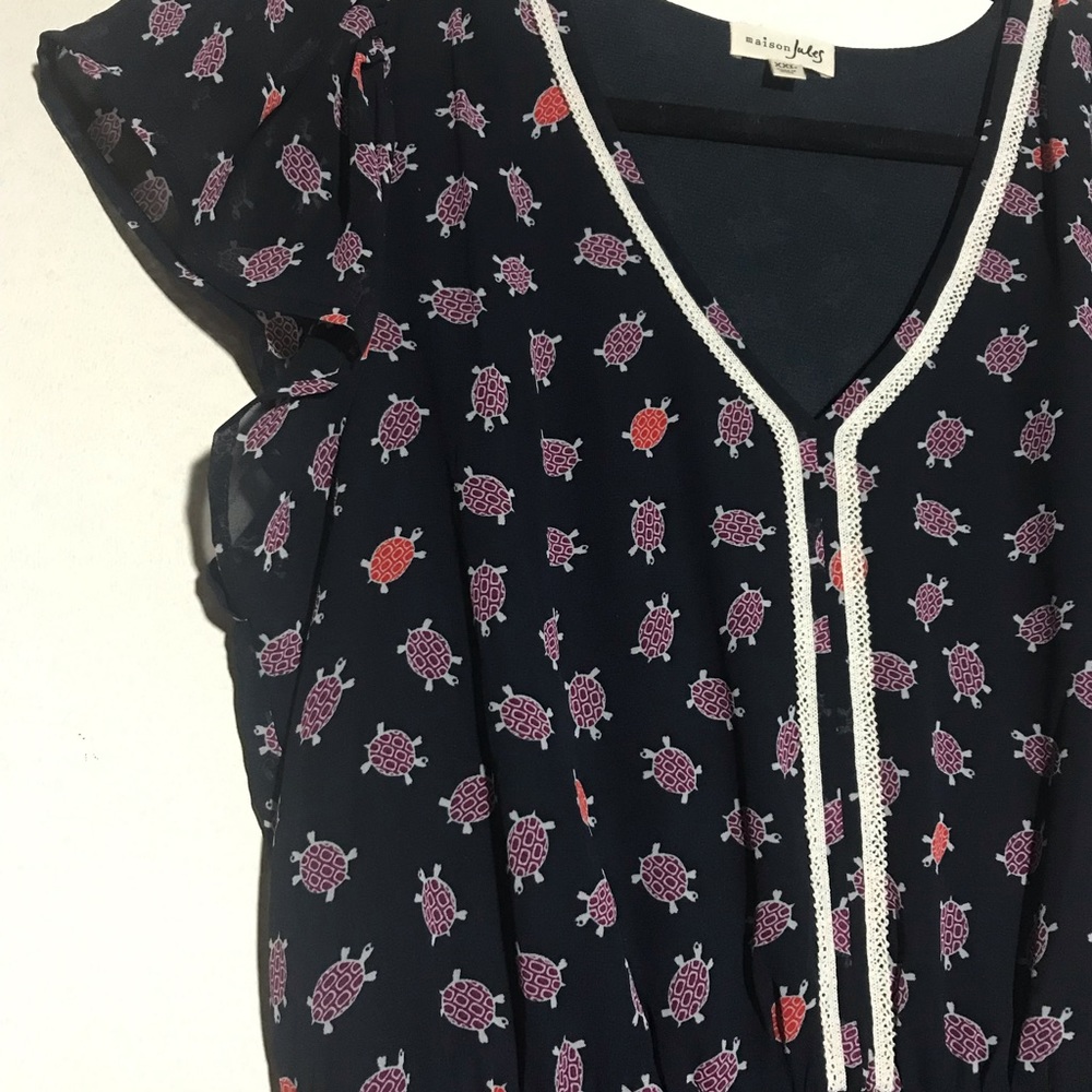 SUPER CUTE!! Short sleeve Turtle Print Navy Dress